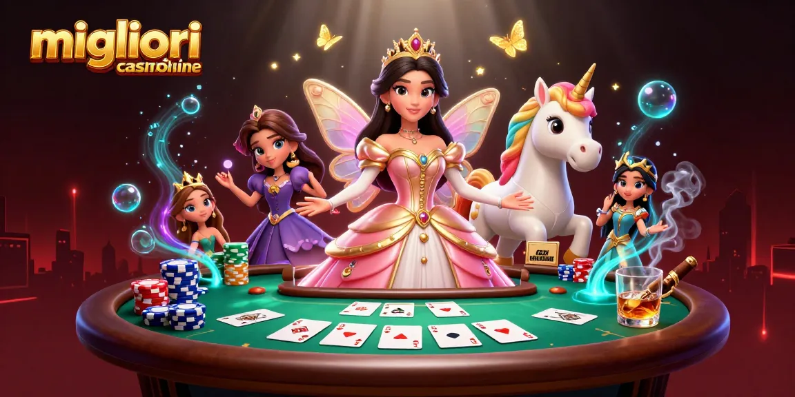 Scopri il meglio dei migliori casinò online con grafiche vivaci che mostrano una scena glamour con un tavolo da poker.