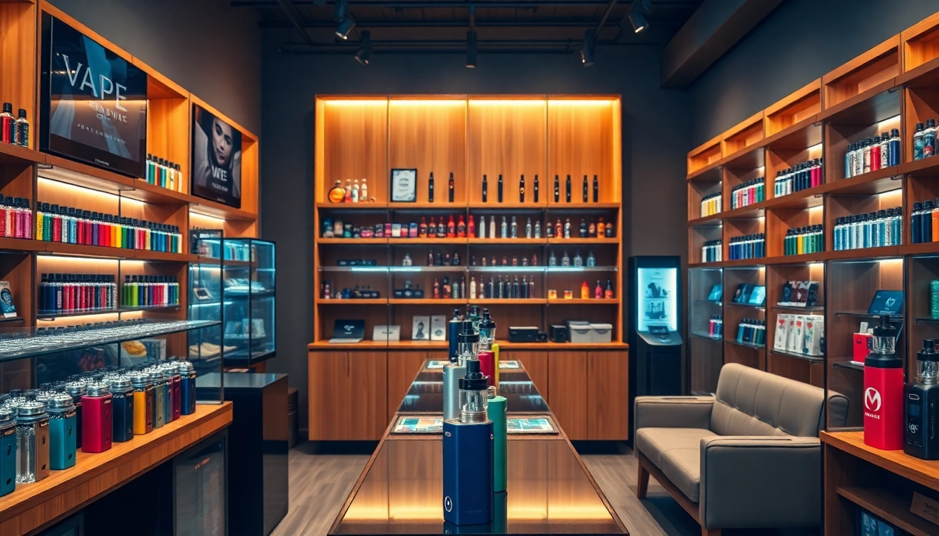Discover the vibrant interior of a modern vape shop showcasing an array of devices and accessories.