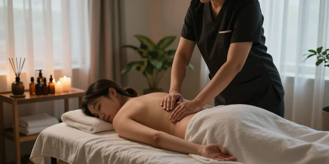 동탄마사지 전문가가 편안한 룸에서 마사지를 제공하는 모습