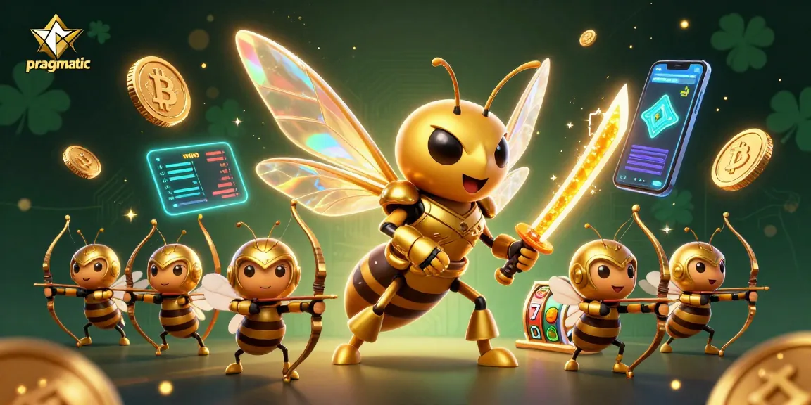 Spin the reels on pragmatic slots with a vibrant scene of engaging 3D characters and crypto elements.