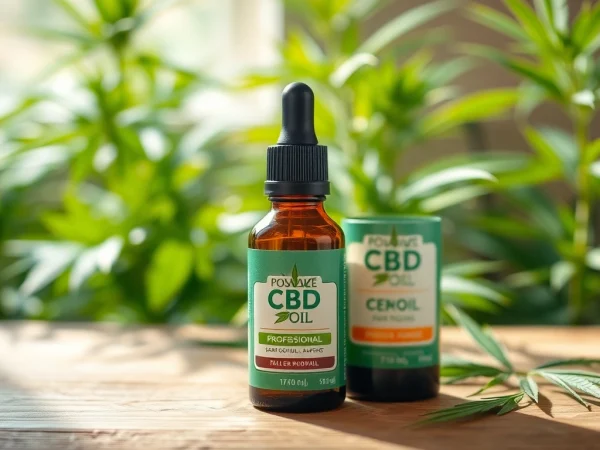Showcasing CBD Oil in a serene setting with natural elements for a wellness-focused atmosphere.
