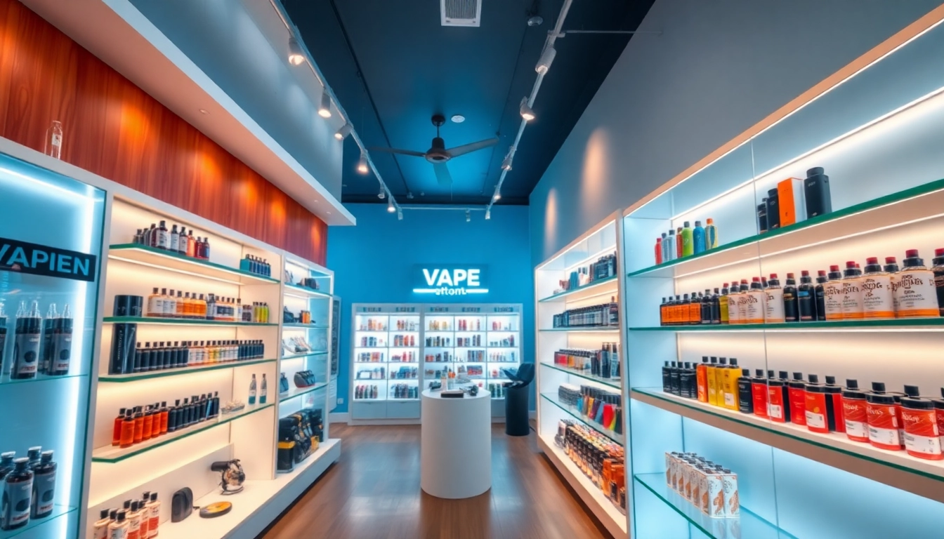 U Vape Wholesale Supplier showcasing a variety of vaping products in a modern retail environment.