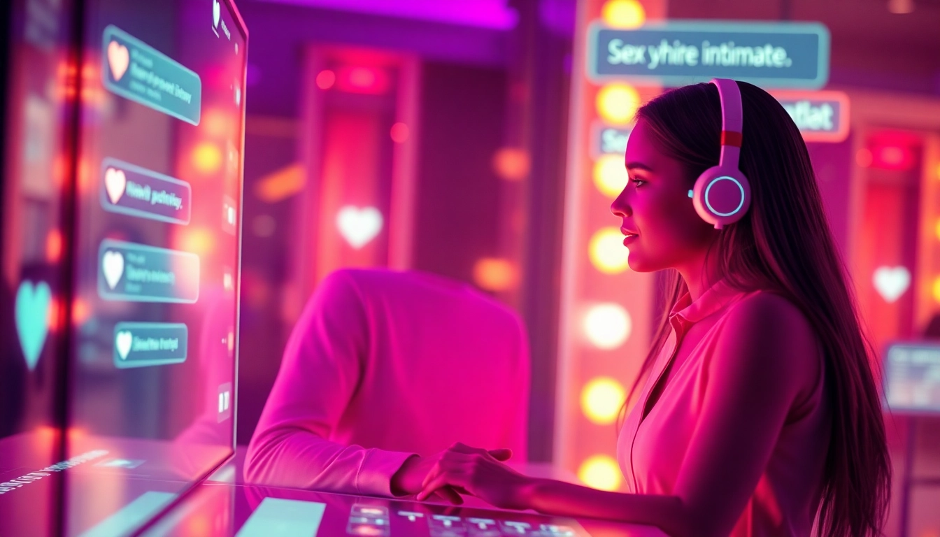 Intimate digital chat session showcasing sex AI chat with engaging avatars in a warm ambiance.