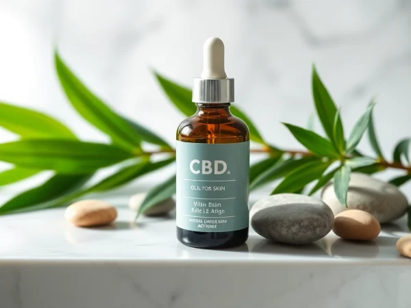 Explore the benefits of CBD oil for skin with a beautifully styled presentation of natural skincare elements.