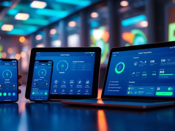 快连下载 app interface displayed on multiple devices, showcasing seamless connectivity.