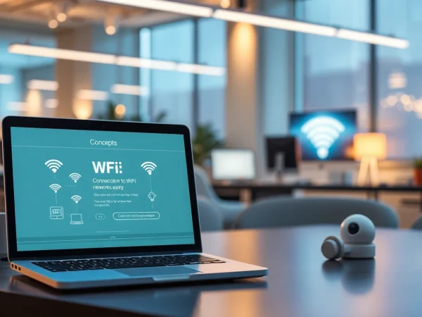 笔记本电脑上的WPS设置界面，显示Wi-Fi设备与连接符号