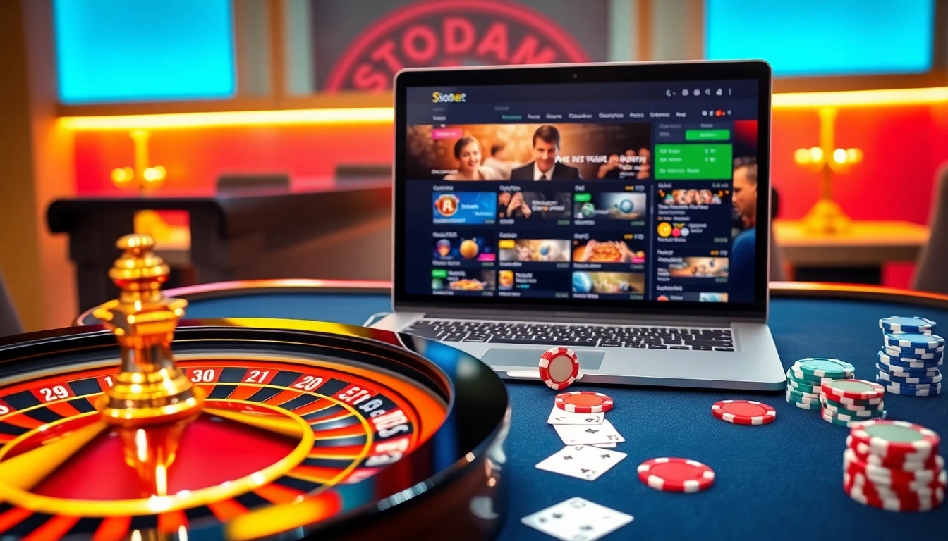Engage with llink alternatif sbobet through vibrant casino visuals showcasing online gambling excitement.