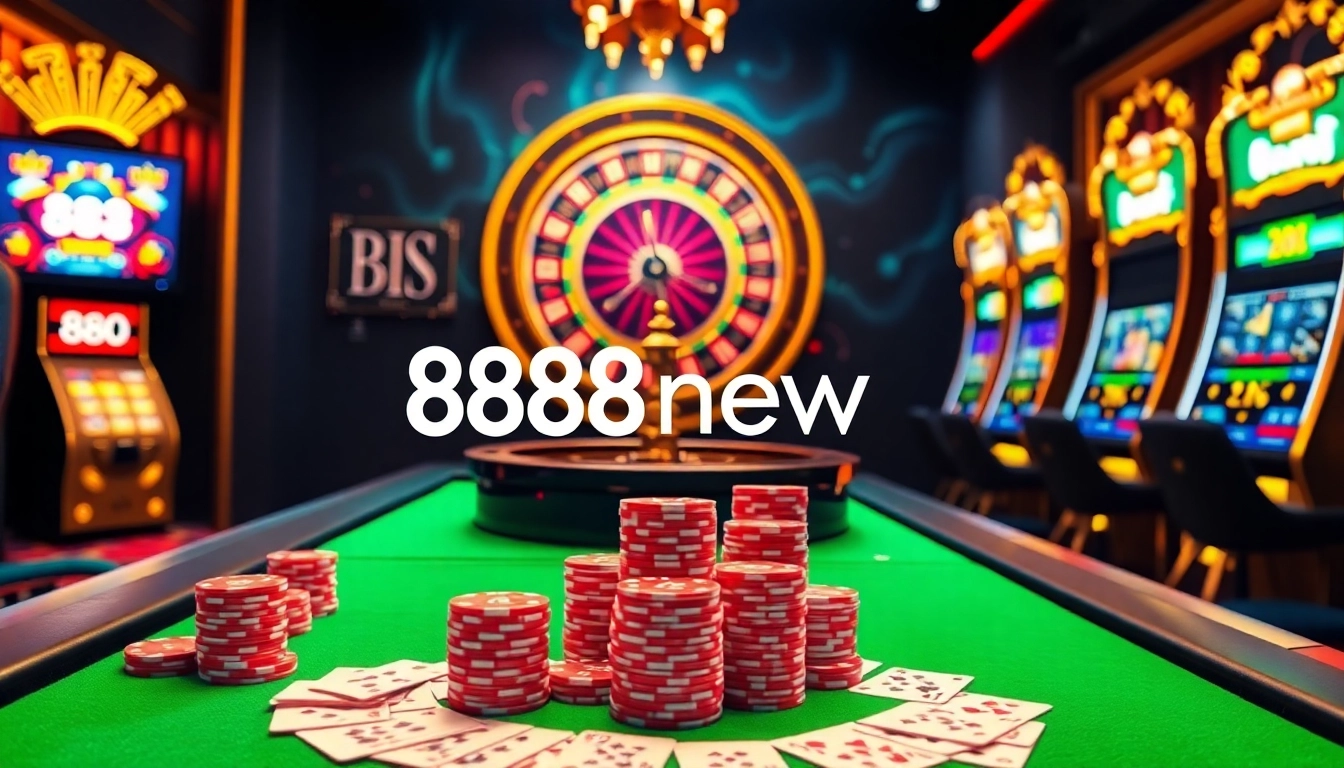 Experience the excitement of online gaming at 888new with vibrant casino elements.