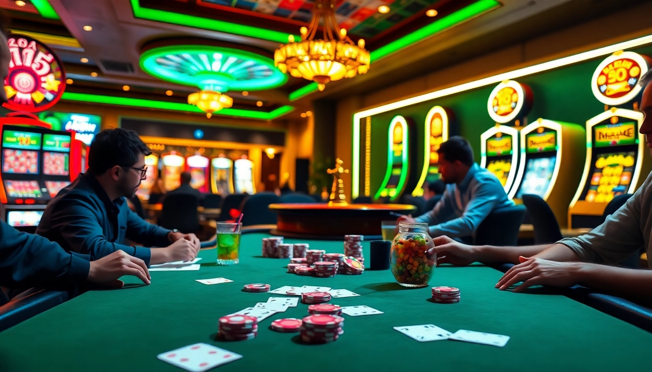 Engaging poker game highlighting different amazon seller types amidst a vibrant casino atmosphere.