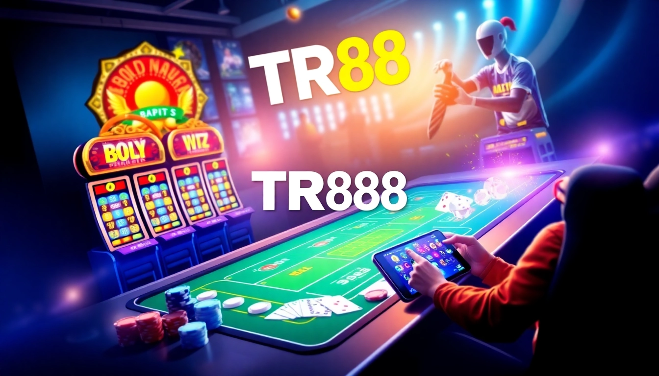 Engaging visual representation of TR88's diverse gaming platform, featuring vibrant games and dynamic betting elements.