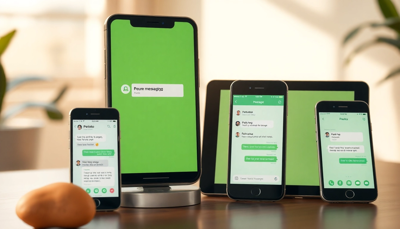 Potato secure messaging app interface displayed on Android and iOS devices, emphasizing privacy and user-friendly design.