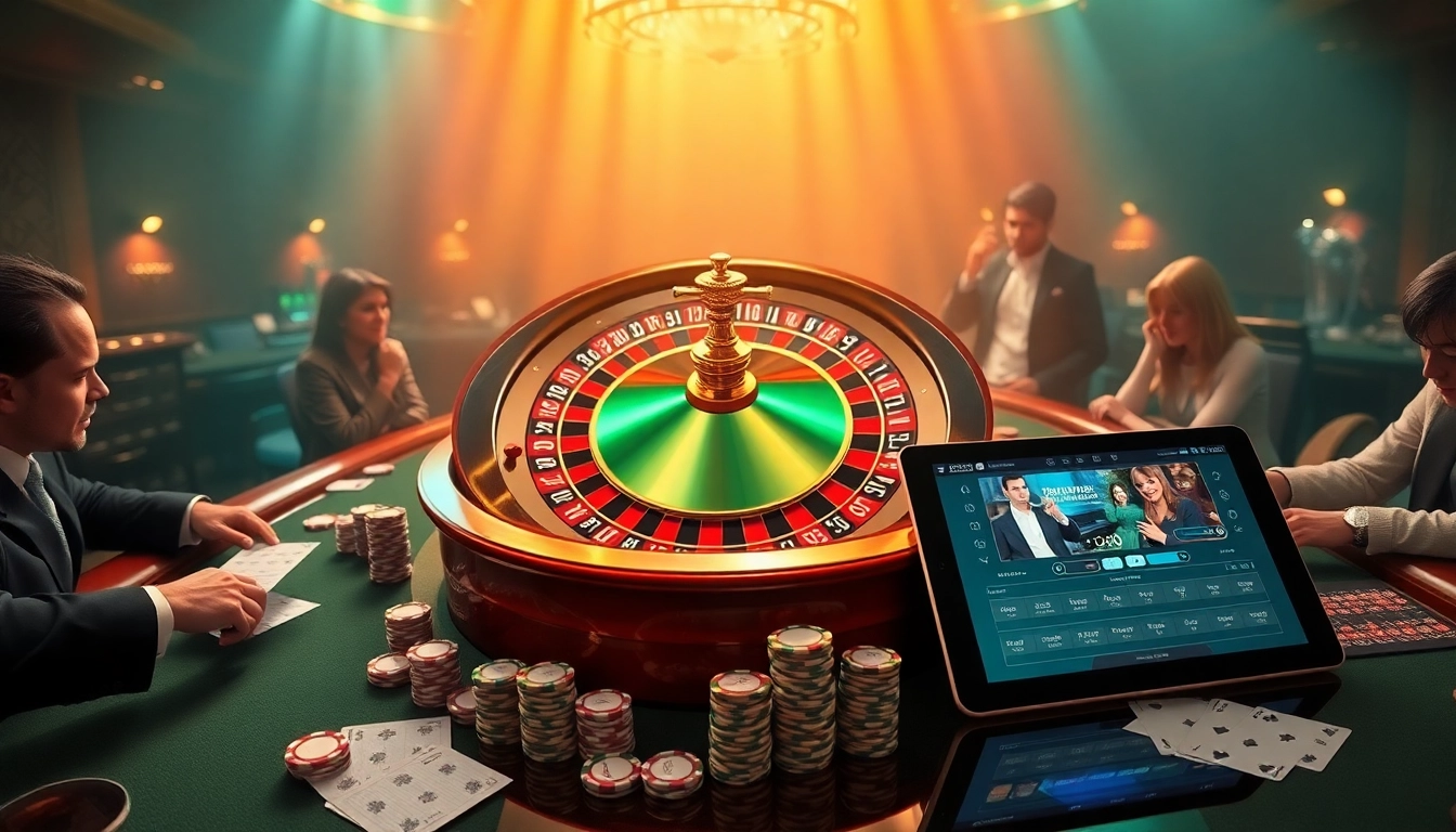 Excited gamblers placing bets at a luxury casino table featuring UU88 roulette.