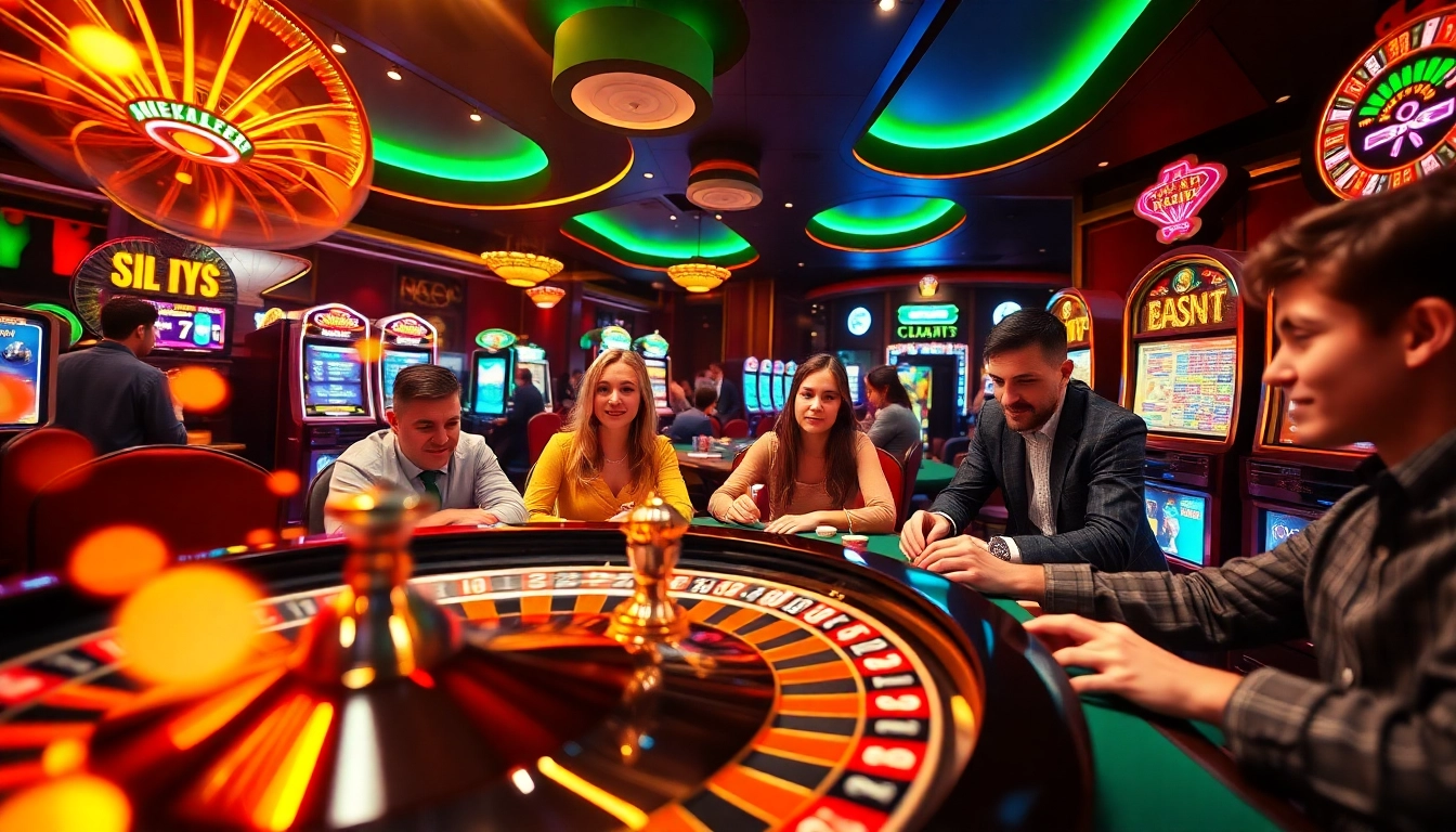 Experience the excitement of bk8thai ทางเข้า with vibrant casino visuals featuring roulette and slots.