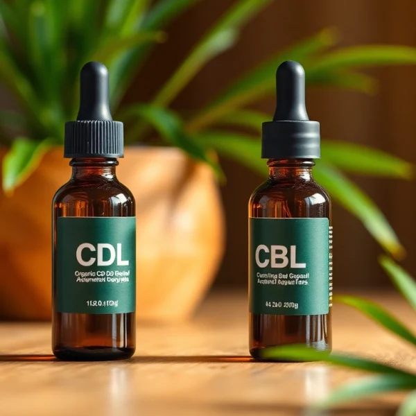 Showcasing Organic CBD oil in a serene setting, highlighting its natural purity with a glass dropper.