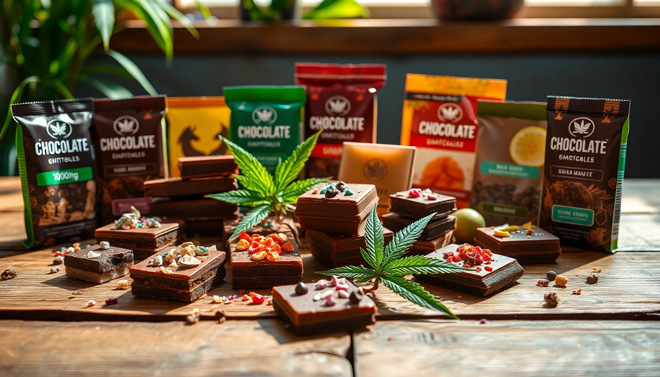 Artfully displayed chocolate edibles 1000mg showcasing vibrant toppings and rich textures on rustic table.