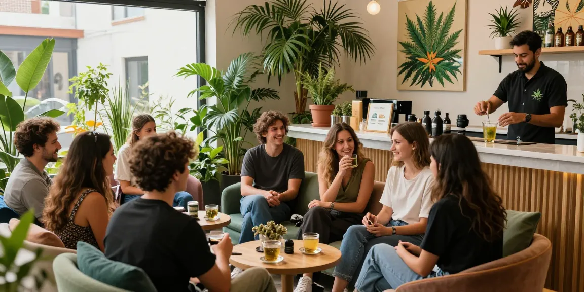 Social scene at Green Guyz Club Cannabis Madrid, friends enjoying cannabis culture together.